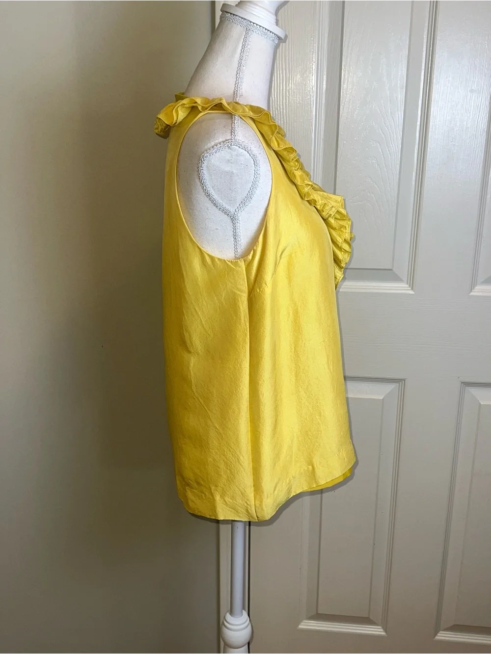 KATE SPADE Silk Sleeveless Top With Ruffle Collar
